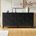 HULALA HOME Mid Century Sideboard Buffet Cabinet with Solid Wood Legs, 60" Kitchen Storage Cabinet Credenza with 4 Doors and 2 Shelves, Accent Console Table (Black)
