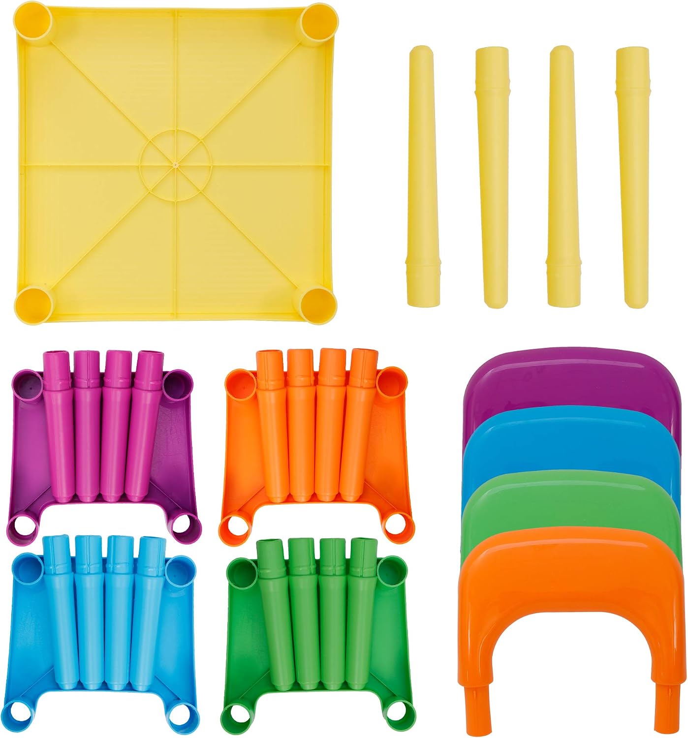 Kids Table and 4 Chairs Set, Toddler Table Plastic Sturdy Desk for Reading, Art, Homework