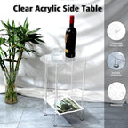 Modern Clear Acrylic Narrow Side Table for Small Spaces, 15.55" L x 7.87" W x 19.68" H, 2 Tier Oval End Table Nightstand, Small Bedside Table for Bedroom, Bathroom, Living Room(Oval)