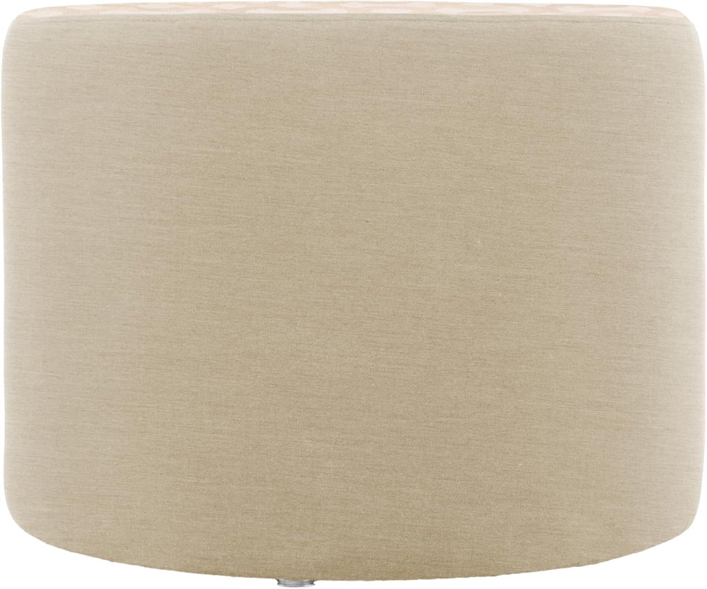 FDP 24" Round Oversized Outdoor Ottoman Featuring Sunbrella Two-Tone - Weather-Resistant, Fade-Resistant, Fully Assembled Patio Furniture for Backyard or Poolside Seating, 18" H - Flax/Sand