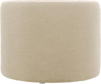 FDP 24" Round Oversized Outdoor Ottoman Featuring Sunbrella Two-Tone - Weather-Resistant, Fade-Resistant, Fully Assembled Patio Furniture for Backyard or Poolside Seating, 18" H - Flax/Sand