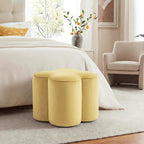 Yellow Velvet Ottoman, Small Vanity Stool, Modern Ottoman Stool, Footrest for Couch, Flower Footstool for Makeup Room, Entryway and Living Room