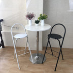 Modern Breakfast Bar Stools Foldable Stool Wooden Round Seat Folding Stool with Back Footrest Folding Bar Stool Seat Height 26in/28in/30in for Dining Room/Kitchen/Balcony/Living Room