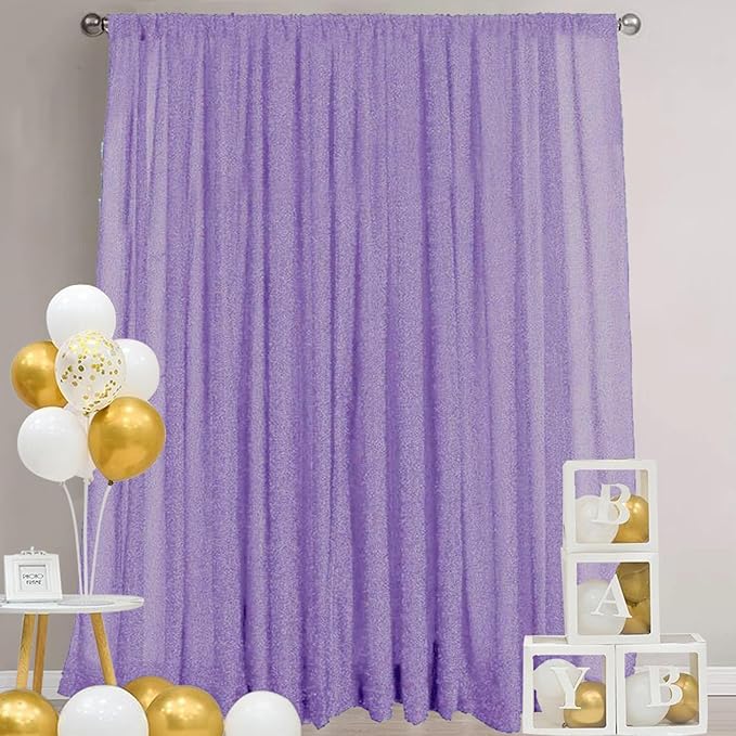 10x10FT Lavender Purple Metallic Sheer Spandex Backdrop, 1 Panel Glitter Photography Background Backdrop, Stretchy Spandex Fabric for Wedding, Party, Baby Shower, Photo Booth Decor