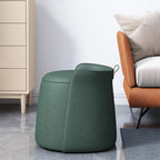 Modern Dresser Makeup Ottoman Stool, Leather Dresser Chair, Round Footstool, Extra Seating for Living Room/Bedroom/Entryway