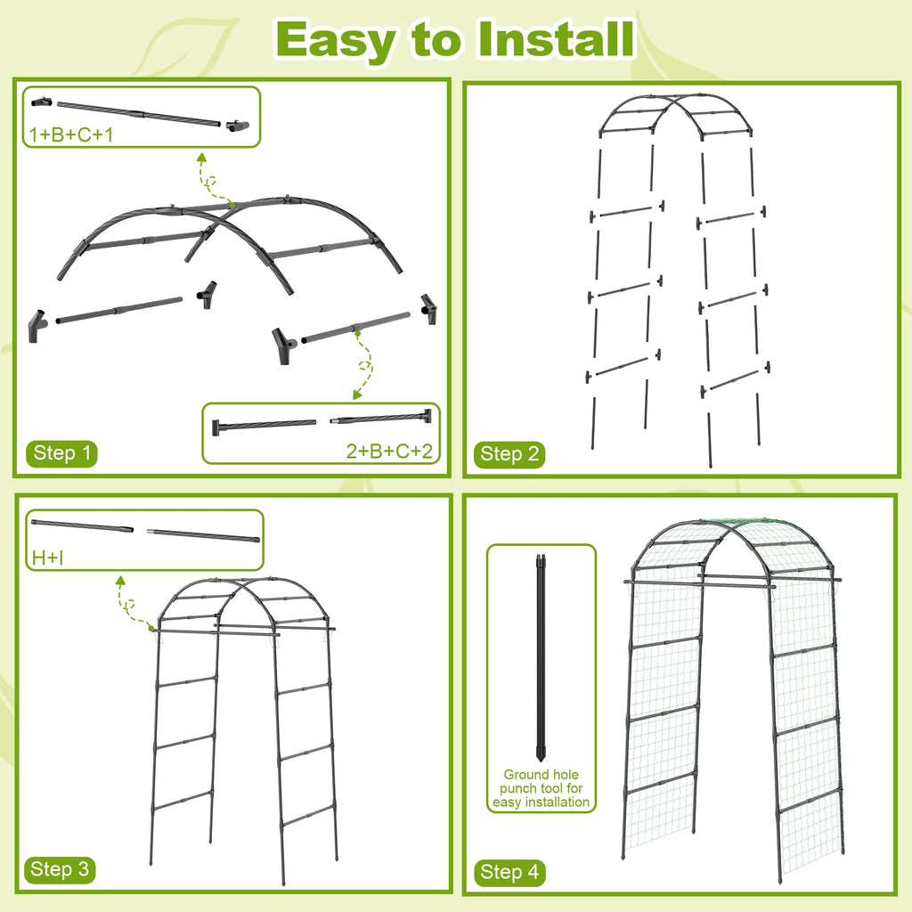 Miory Garden Arch Trellis for Climbing Plants Outdoor, 7ft Tall Plants Support Trellis for Climbing Vine Tomato Vegetable Flower Fruit, Cucumber Trellis for Raised Bed (32 x 83 Inch)