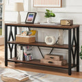 HOMISSUE Sofa Console Table, Rustic Console Table with 3-Tier Storage, Engineered Wood Sofa Tables with Open Shelves, Heavy Duty Entryway Tables for Living Room, Hallway (47 Inch, Rustic Brown)