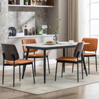 Okeysen Leather Dining Chairs Set of 2, Mid Century Modern Dining Chairs with Bentwood Backrest and Upholster Seat,Armless Kitchen Chairs with Metal Legs Adjustable Foot for Dining Room(Grey Bentwood)