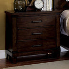 Rustic Style Dark Walnut Finish 1pc Nightstand Bedroom Furniture 3-Drawers Bedside Table Black Bar Pulls,for Small Spaces