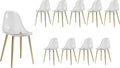 Baysitone Clear Dining Chairs Set of 10, Modern Kitchen Chairs with Transparent Seat, Acrylic Accent Side Chairs with Plating Metal Legs for Dining Room, Kitchen, Living Room with Gold