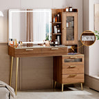 Arulvmrn Vanity Desk with 29.53" HD Lighted Mirror, 47.24" Big Modern Vanity Desk with Mirror and Lights, Makeup Vanity with 5 Drawers and Storage Shelves and Charging Station,B0F7QPHWWM
