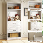 Unikito 25" Closet System with 3 Drawers and Mirror, Wardrobe, White | Freestanding storage shelves organizer, sturdy wood walk-in closet systems for small closets, 25" W x 16" D x 80" H.