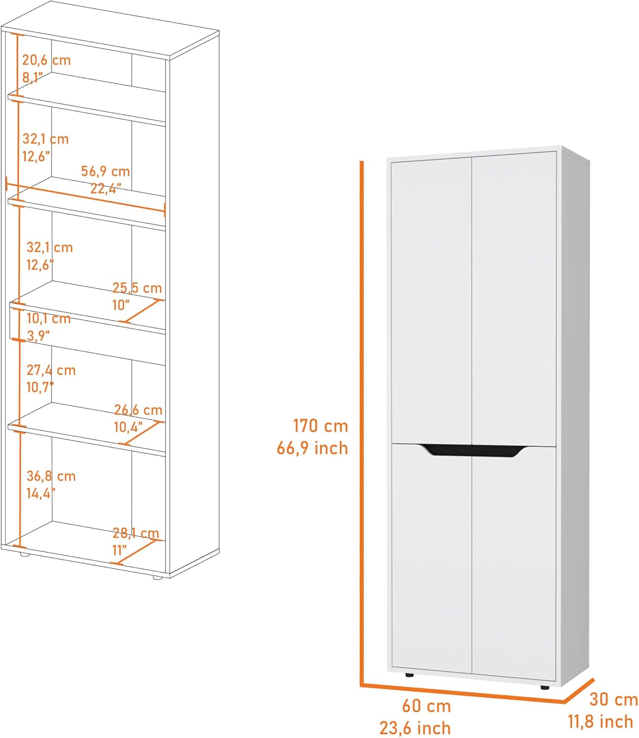 White 5 Shelf Kitchen Pantry