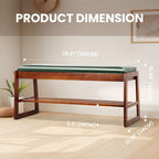 FAHKNS Shoe Bench with Leather Cushion 2 Tiers Shoe Rack 39.4" Rubberwood Shoe Organizer for Hallway, Living Room, Bedroom, Closet