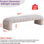 Arched Ottoman Bench for Bedroom Living Room,69.7" Chenille Long Benches for Bed End King Size,Modern Channel Tufted Seating Bench for Entryway,Window,Bedside (Ivory, 69.7")
