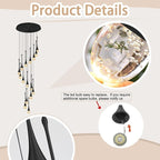 H150'' High Ceiling Chandeliers for Entryway 36-Lights Black Spiral Crystal Chandelier Modern Raindrop Chandeliers for Villa Staircase,Hanging Light Fixtures for High Ceiling