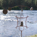 Zen Garden Spinner Kinetic Wind Sculpture | Balanced Arch Yard Decor with Rock Cairn and Stake | Relaxing Metal Art Wind Vane | Large | Handmade in The USA