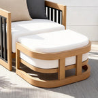 PEAK HOME FURNISHINGS Outdoor Patio Ottoman in Aluminum with Cushion, Teak Finish
