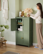 VASAGLE Floor Storage Cabinet, Freestanding Unit, 4 Doors | Adjustable Shelves, 11.8 x 23.6 x 43.3 Inches, for Entryway, Bathroom, Forest Green, UBBC552C01