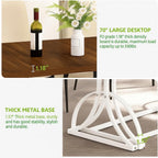 YITAHOME 70.3 Inch Modern Minimalist Dining Table for 6-8, Sturdy Wooden Table with Geometric White Metal Legs, for Dining Room, Kitchen, Conference Room