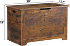 Wooden Storage Chest,30/40 Inch Storage Trunk w/2 Safety Hinges, Storage Bench, Modern Lift Top Chest Box Organizer (Rustic Brown, 30 L x 15.7 W x19 H Inch)