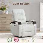 CHITA Genuine Leather Power Swivel Glider Rocker Recliner, Creamy Grey