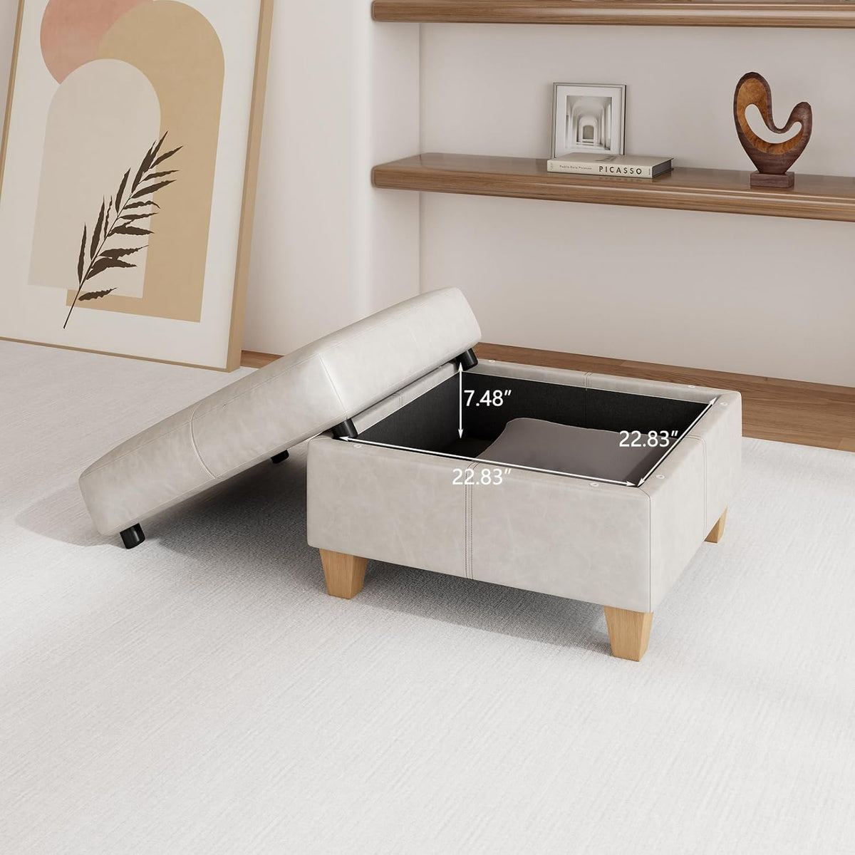 EASE MOOSE Middle Module Seat for Modular Sofa with Reversible Chaises, Faux Leather Armless Chair Customizable Sectional Sofa Couch with Storage