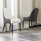 Modern Dining Chairs Set of 2, PU Cushion Accent Side Leisure Chairs with Mid Back, Upholstered Kitchen Chairs with Metal Legs for Living Room, Dining Room