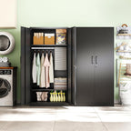 Letaya Metal Wardrobe Cabinets with Lock,Clothing Locker 72" X 36" X 18" Storage Cabinets for Home Room,Fire Department, School, Employee,Gym,Government (Black)