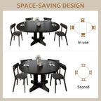 iPormis 59" Extendable Round Dining Table for 4-6, Modern Kitchen Table with Heavy Duty Pedestal Base & Wooden Top, Oval Dinner Table, Dining Room for Dining Living Room, Easy Assembly, Black