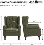 Accent Chair, Upholstered Armchair with Button Tufted High Back & Solid Wood Legs, Comfy Wingback Reading Single Sofa Chair for Small Spaces, Living Room, Bedroom