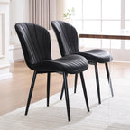 Fabric Dining Chairs Set of 4, Mid Century Modern Kitchen Chairs with Padded Cushion Seat and Metal Legs for Dining Room, Comfy Breathable Upholstered Side Accent Chairs, Black