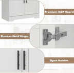 Kitchen Pantry Cabinet, 70in Tall White Storage Cupboard with Doors and Adjustable Shelves, Freestanding Stand Alone Wood Furniture Hutch for Living Room, Bathroom, Home Organization
