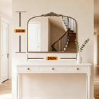 Vintage Gold Mirror 36"X30" Arched Antique Wall Mirror | Metal Frame, HD Tempered Glass, Include Wall Mount Screws,Ideal for Entryway, Fireplace, Living Room, Hallway or Wall Decor