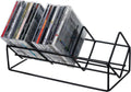 MyGift 3 Slot CD Holder, 30 Capacity Black Metal Media Organizer Rack | Three-slot stand stores up to 30 jewel cases for CDs, DVDs, and video games in a compact tabletop design