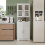 LEADZM Kitchen Cabinet Tall Cabinet with 4 Doors Buffet Cabinet for Kitchen Living Room Dining Room (4 Doors)
