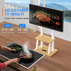 Rolling TV Stand for 32-80 Inch TVs, TV Cart with Power Outlet | TV Stand for Living Room, Outdoor TV Stand with Wheels, TV Stands for LCD OLED 4K Flat/Curved Panels Max VESA 600x400mm
