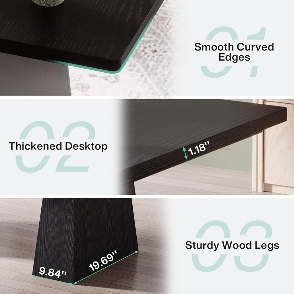 Tribesigns 63-Inch Executive Desk, Large Office Computer Desk with Double Pedestal, Modern Workstations Writing Table Conference Table Business Furniture for Home Office, Black