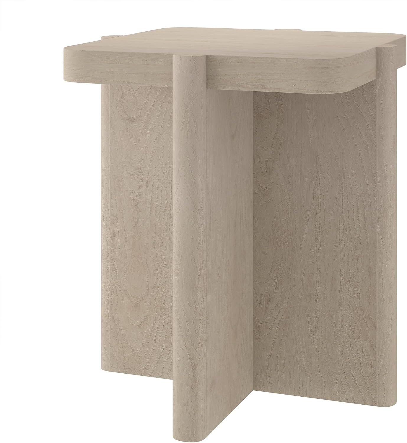 Henn&Hart 20'' Modern Wooden Square End Table, Side Table, Nightstand with X-Base for Living Room, Office, Family Room, or Bedroom, Alder White