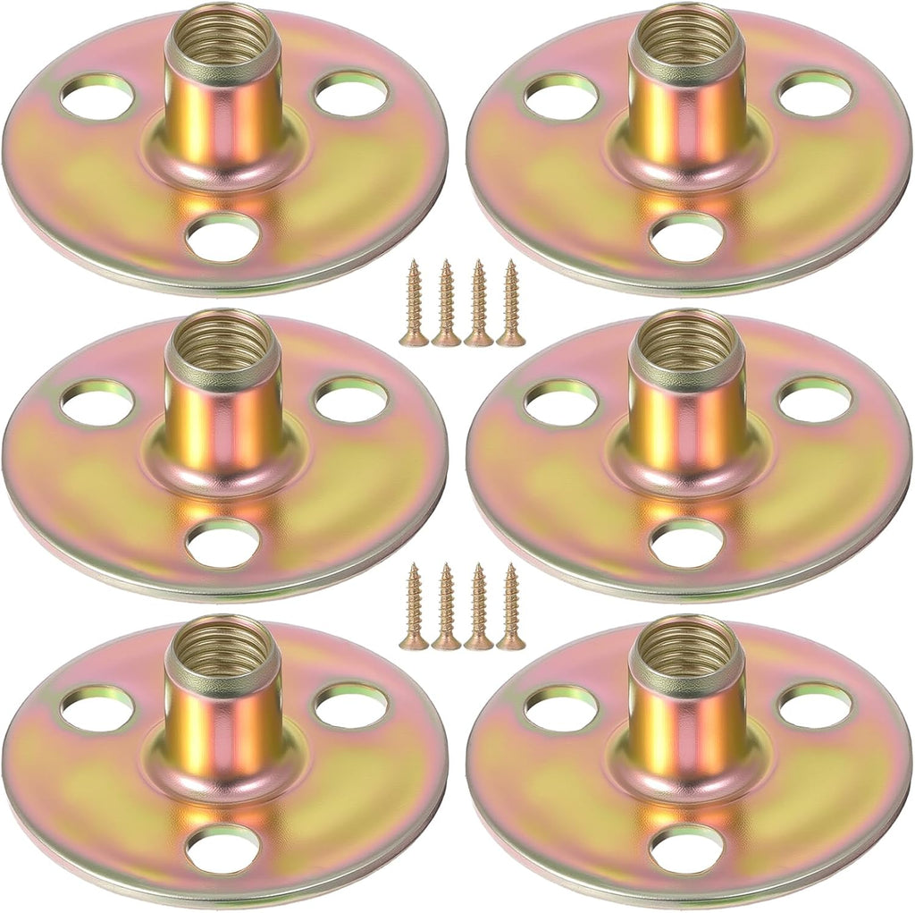 6 Sets Furniture Leg Mounting Plates 5/16 Furniture Leg Mounting Plates Three Hole Cylindrical Plate with 18 Screws Cylindrical Plate Nut T Nuts for Sofa Chair Cabinet Couch Strengthen Weak Feet
