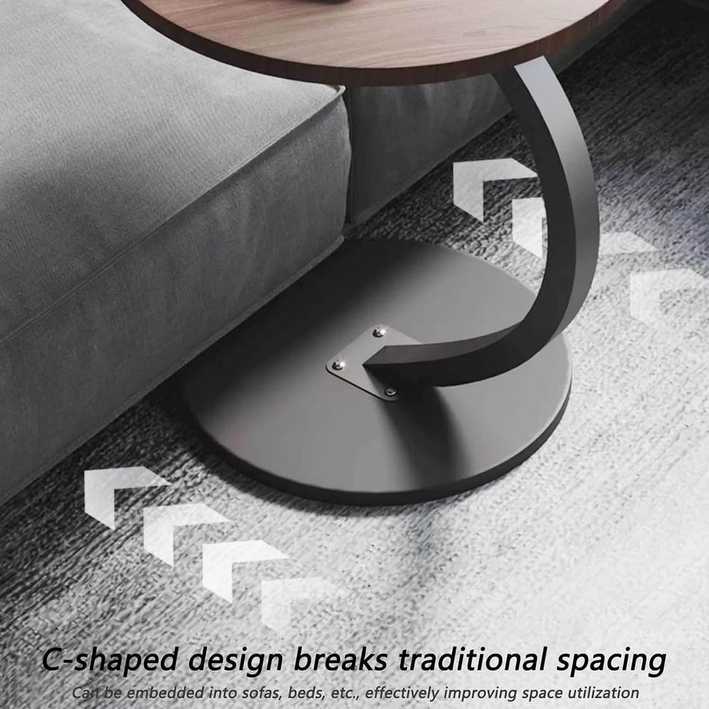 C Shaped End Table for Couchs, Couch Tables That Slide Under, Couch Side Table for Laptop, Suitable for Living Room, Bedroom and Small Spaces,White