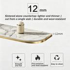 Zfmnoyev Entryway Table Console Hallway Table | Living Room Sofa Table with Rock Top and Metal Base, Modern Narrow Accent Table(Gold-A,100x30x80cm)