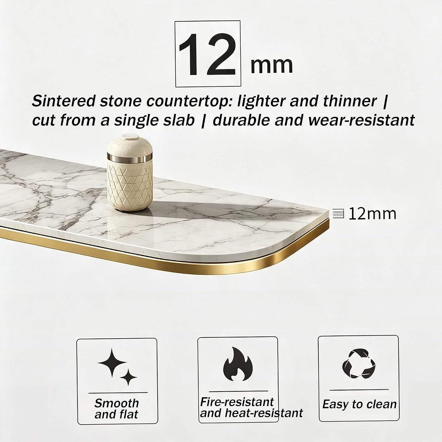 Zfmnoyev Entryway Table Console Hallway Table | Living Room Sofa Table with Rock Top and Metal Base, Modern Narrow Accent Table(Gold-A,100x30x80cm)