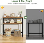 Simple Trending Console Table, 2-Tier Narrow Sofa Table, Rustic Brown | Entryway Table with Storage Shelf, Metal Frame, Adjustable Feet Pads, for Entryway, Living Room, 8 x 31.75 x 31.25Inches
