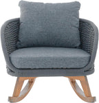 Set of 2 Gray Wicker Rocking Chairs: Contemporary Minimalist Design with Polyester Cushions & Wooden Frame - Indoor & Outdoor Use for Patio Balcony or Living Room