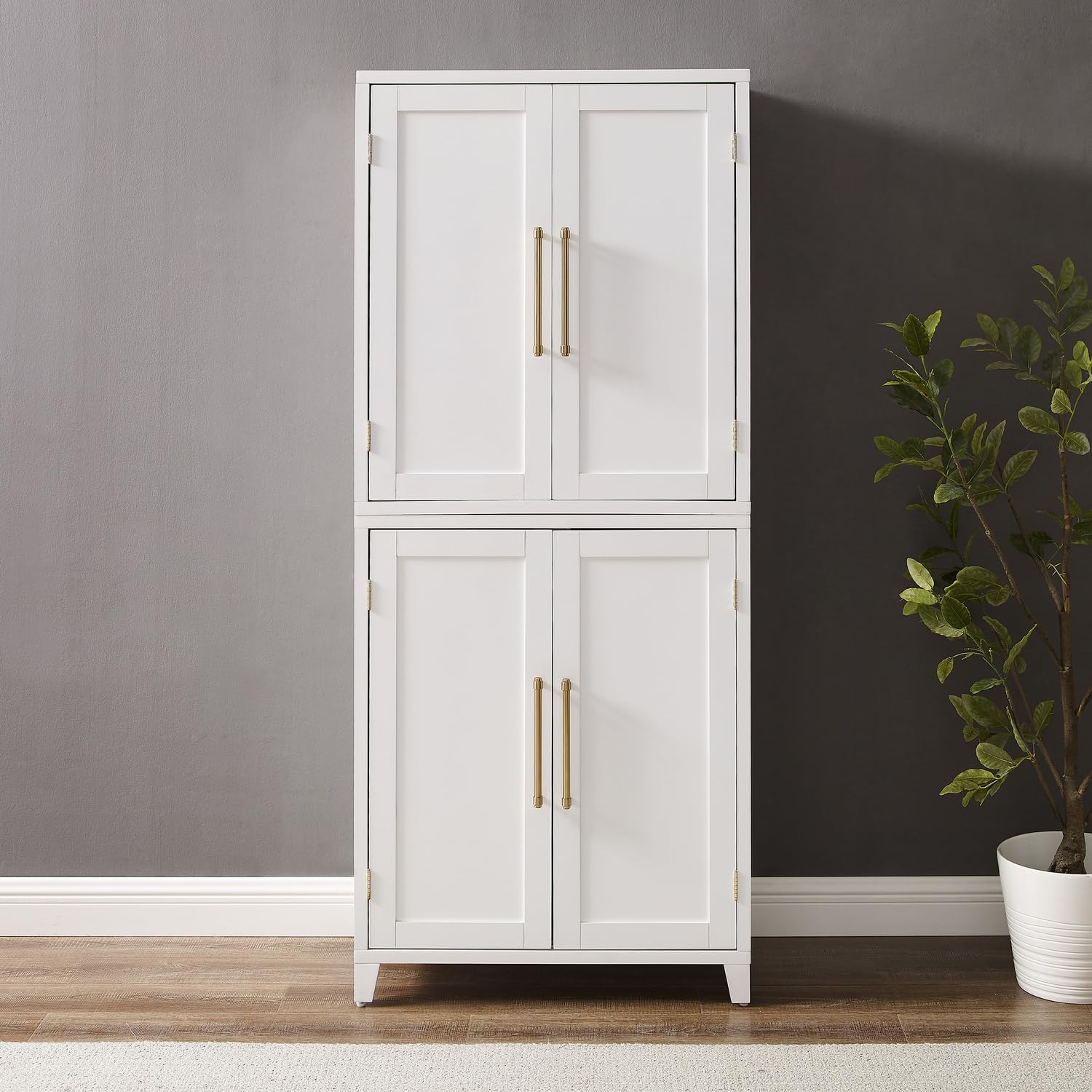 Maykoosh French Fabulous Roarke Kitchen Pantry Storage Cabinet - 15.75" D x 30" W x 70.63" H, Adjustable Shelf, Floor Mountable, Engineered Wood Finish