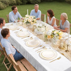 bUCLA 200PCS Ivory Plastic Plates with Gold Rim - Heavy Duty Cream Disposable Include 100 Dinner 10 inch & 100 Dessert 7 inch Plates, Ideal for Party & Thanksgiving