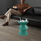 Plastic Side Table - Modern Round Multi-Layer End Table for Sofa, Bedroom & Apartment, Nightstand with Vintage Design (Green)