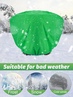 ANPHSIN 2 pcs 9.8ft x 9.8ft Extra Large Plant Covers Freeze Protection- Winter Shrub Plant Protection Bags, Frost Blankets Cloths with Drawstring for Outdoor Garden Potted Plants Shrub, Green