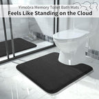 Yimobra Memory Foam Toilet Bath Mat U-Shaped, Commode Contour Rug, Soft and Comfortable, Super Water Absorption, Non-Slip, Thick, Machine Wash and Easier to Dry for Bathroom, 24 X 24 Inches, Black